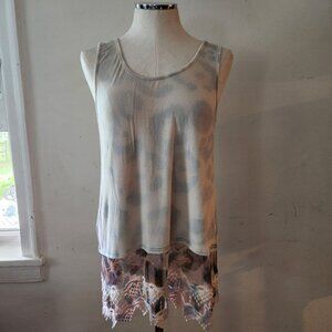 The Shabby‎ Tree Tie Dye Lace Trim Tank Top Women's Size XL